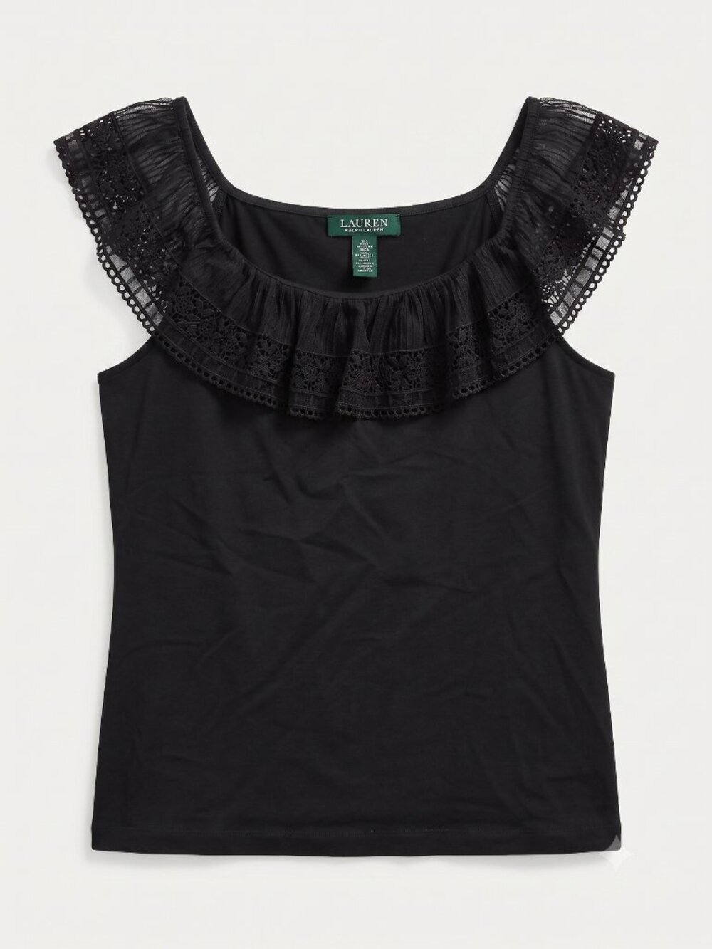 Lauren Ralph Lauren | Ruffle Lace Off-The-Shoulder Cap Sleeve Top in Black